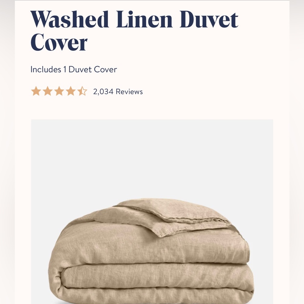 Brooklinen Khaki Chambray Washed a linen Duvet Cover